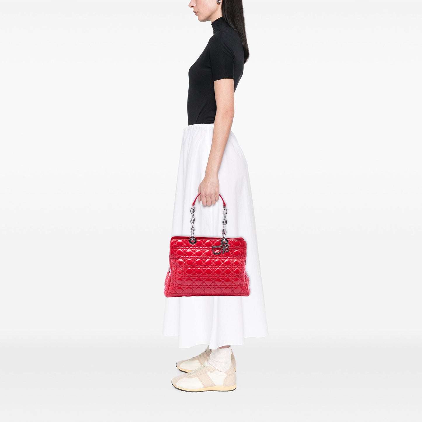 Dior Large Patent Cannage Lady Dior Soft Shopping Tote