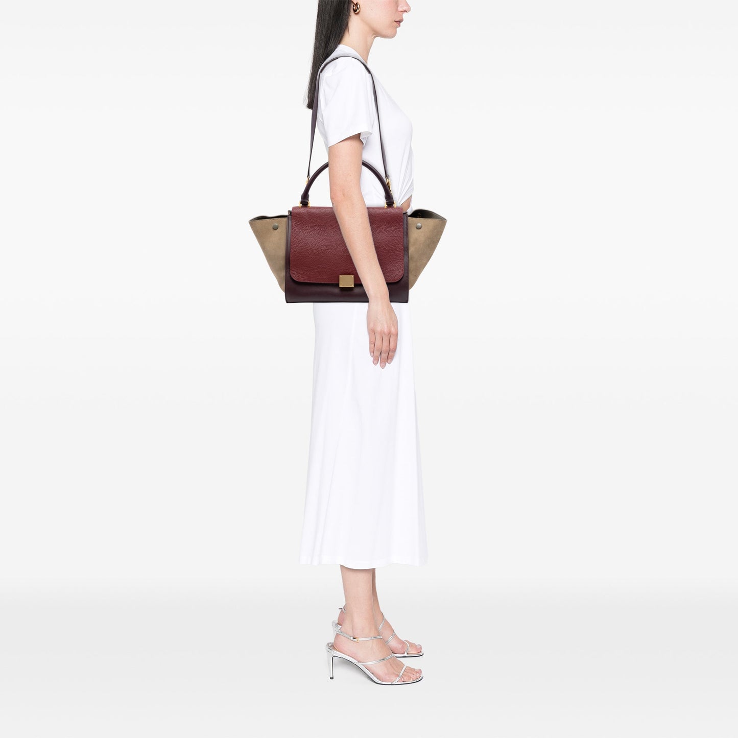 Celine Medium Tricolor Leather Trapeze Satchel