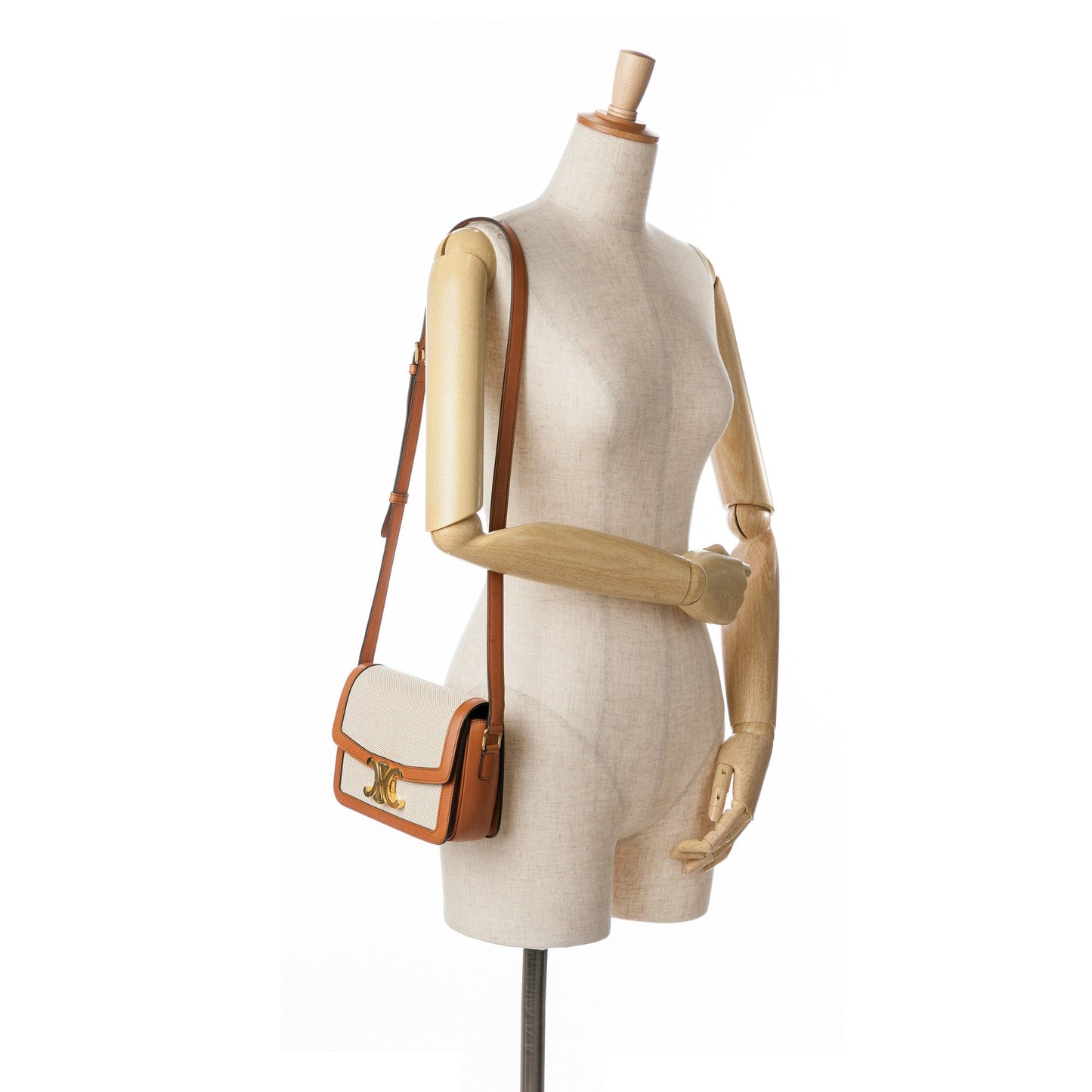 Celine Teen Canvas and Calfskin Triomphe Crossbody