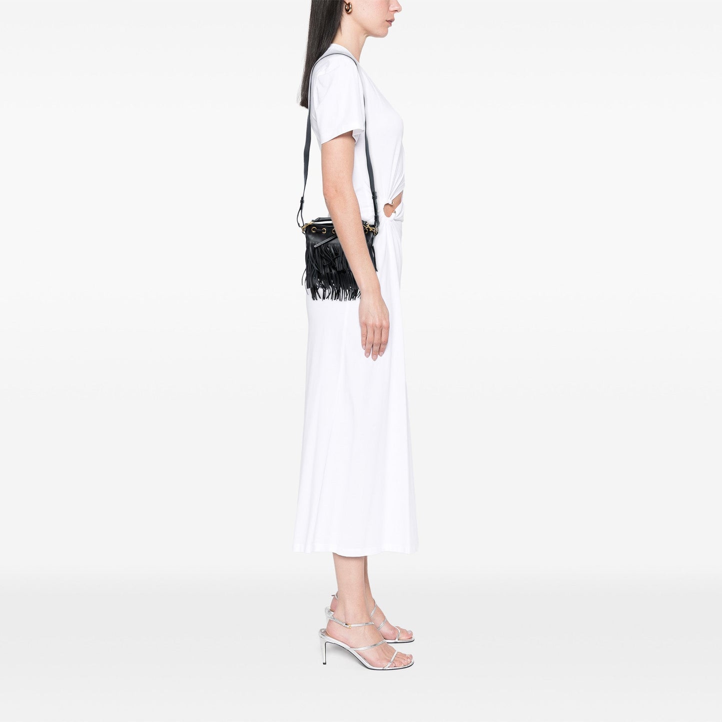 Saint Laurent Small Calfskin Emmanuelle Fringe Bucket Bag