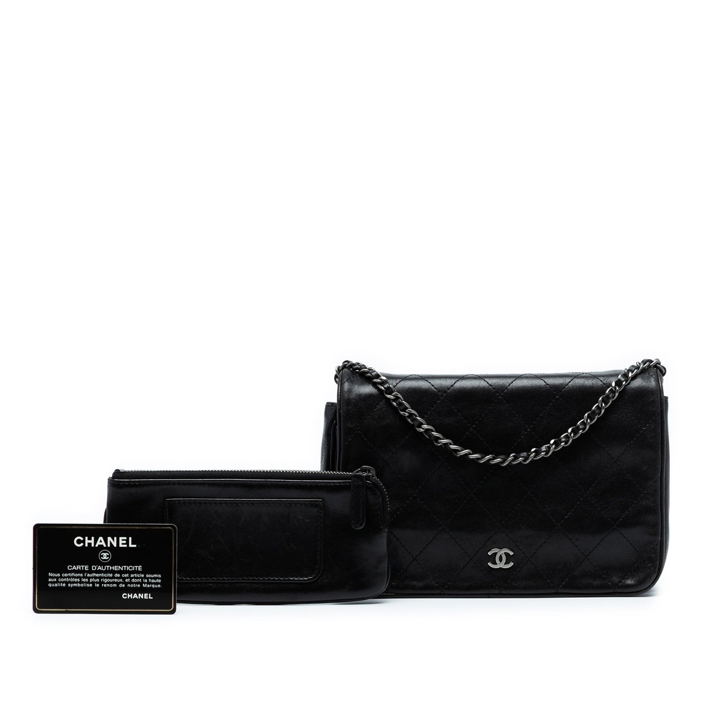 Chanel CC Quilted Lambskin Full Flap Wallet on Chain
