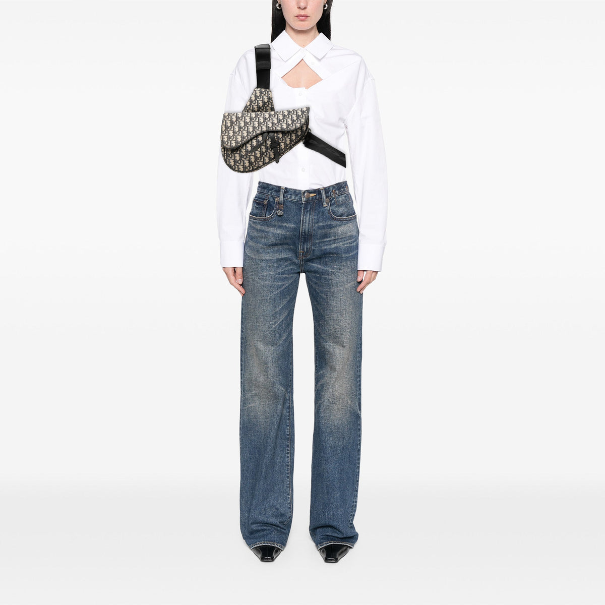 Dior Oblique Canvas Saddle Crossbody — Blue