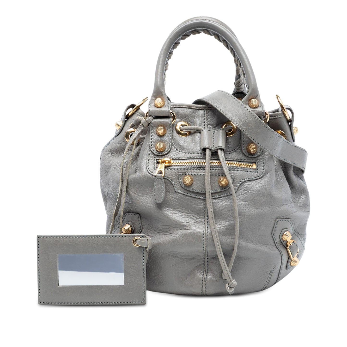 Lambskin Motocross Giant 21 Pompon Bucket Bag