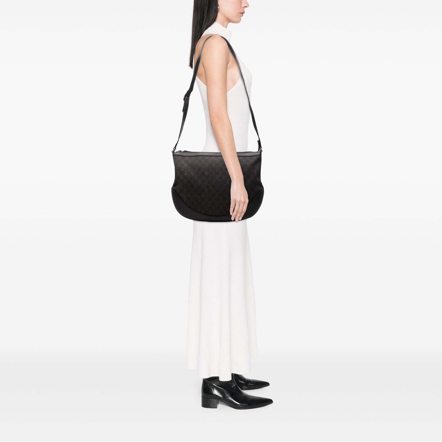 Gucci Large GG Denim Half Moon Crossbody