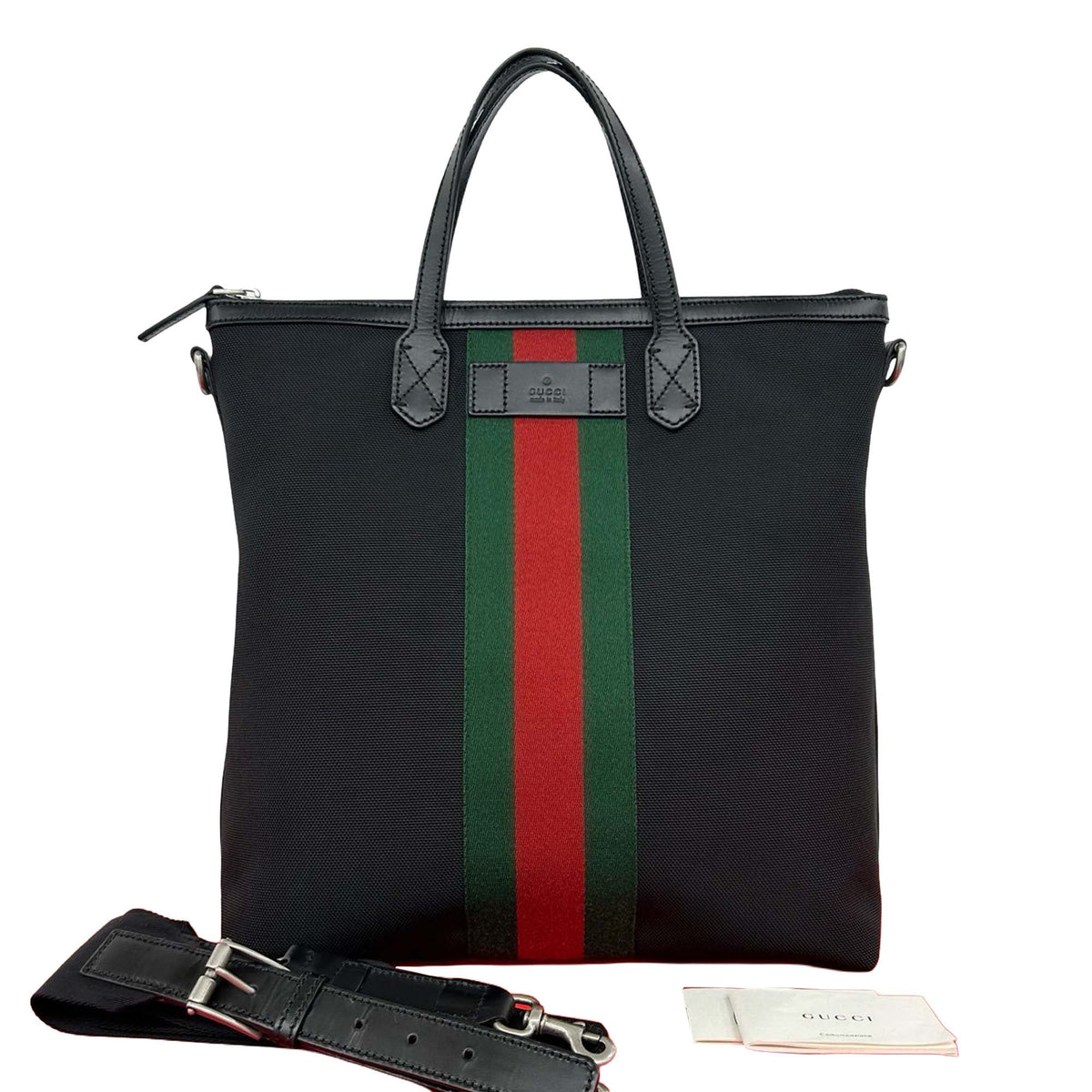 Gucci Canvas Techno Web Vertical Zip Tote