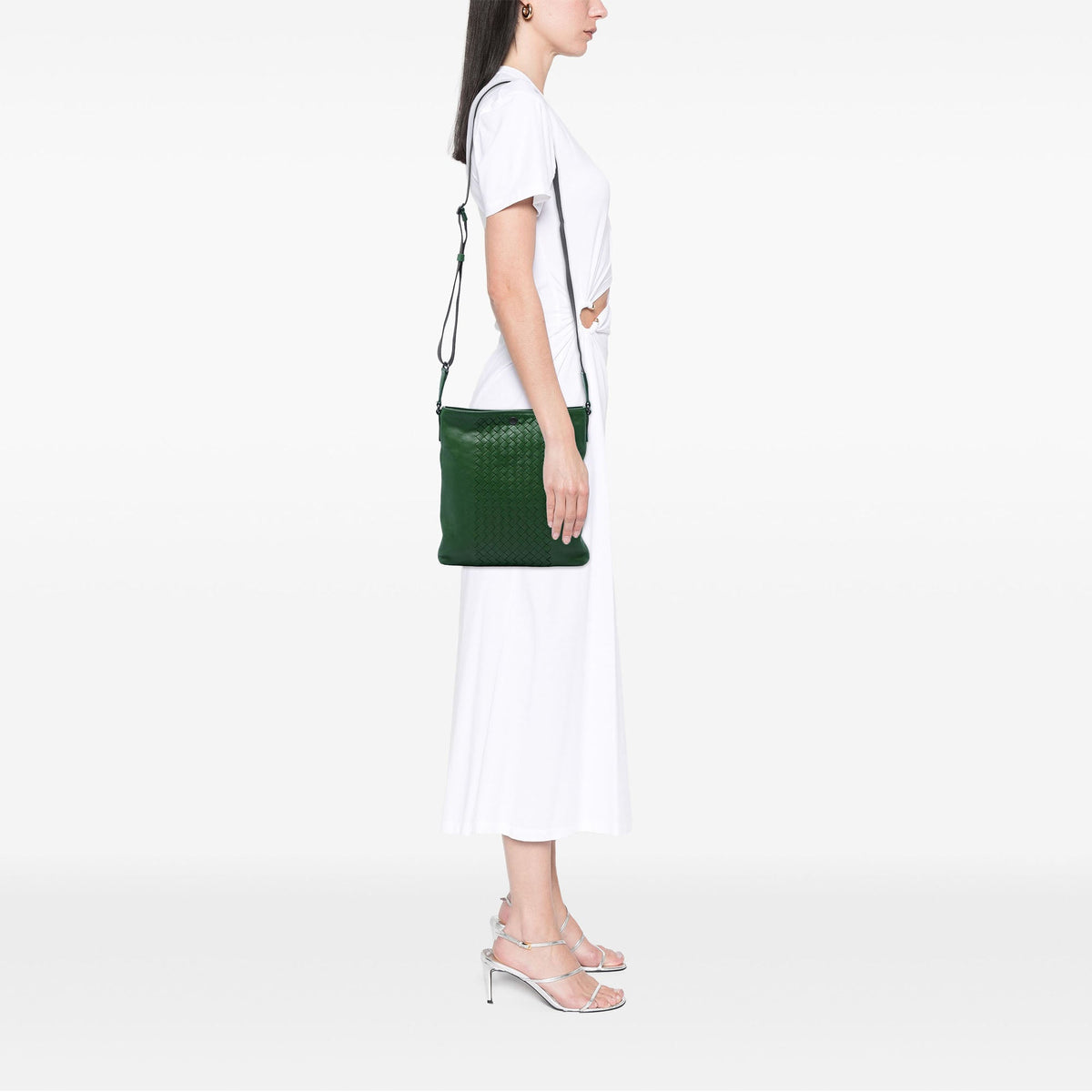 Bottega Veneta Intrecciato Trimmed Nappa Crossbody — Green
