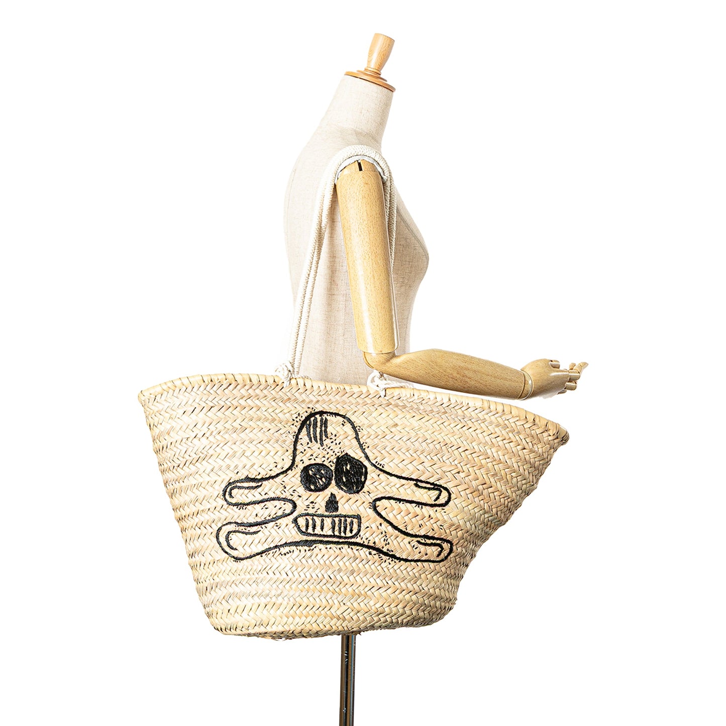 Celine Andre Butzer Large Raffia Classic Wanderer Embroidered Shopping Tote