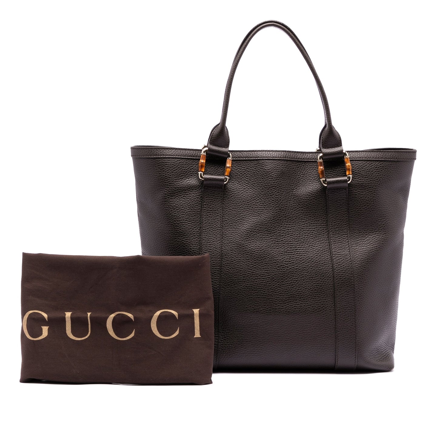 Grained Calfskin Bamboo Shopper Tote
