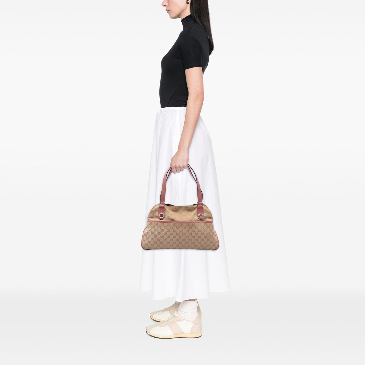 Gucci GG Canvas Charmy Shoulder Bag — Beige