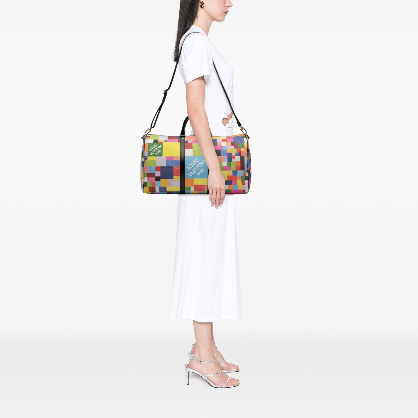 Multicolor Damier Graphite 3D Keepall Bandouliere 50
