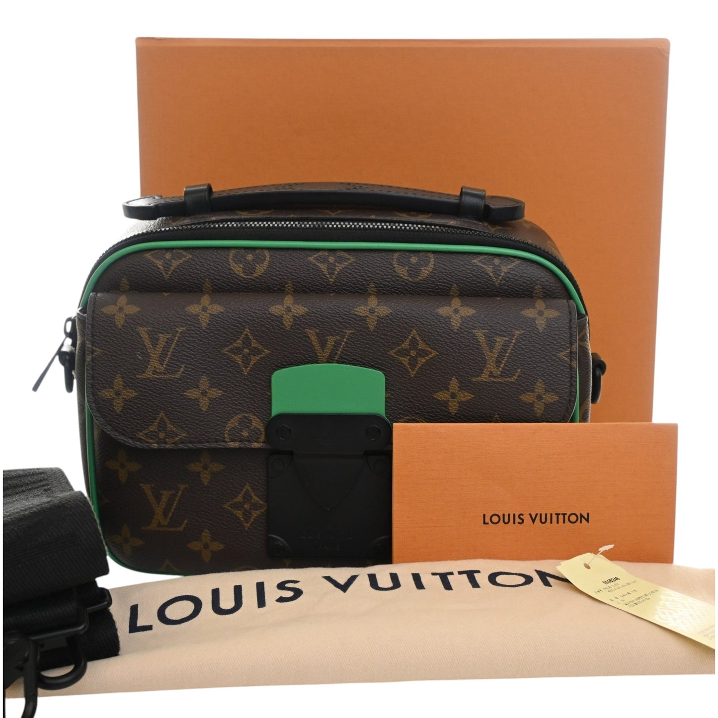Louis Vuitton Monogram Macassar S Lock Messenger Bag