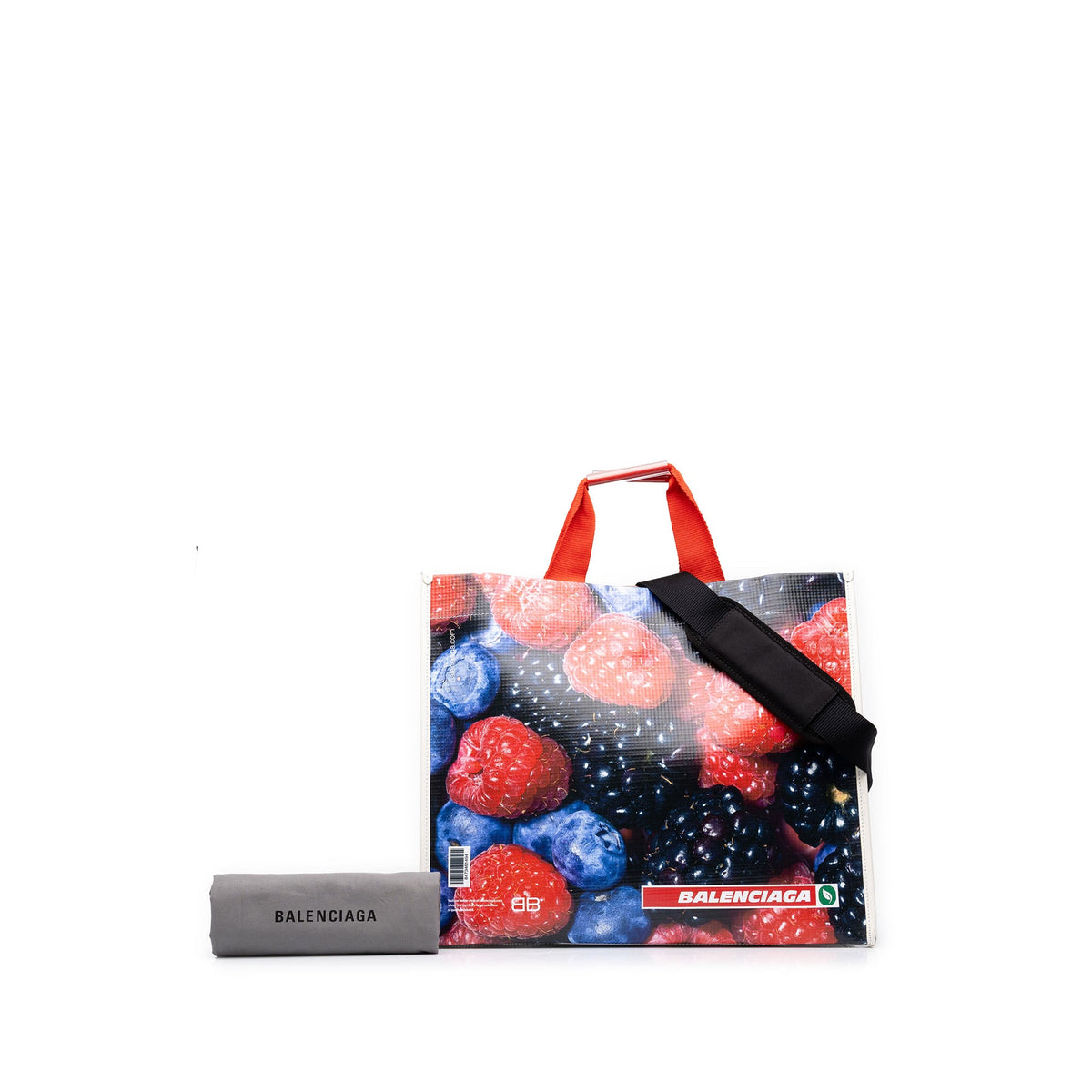 Balenciaga Calfskin Antwerp Print Shopper Tote M — White