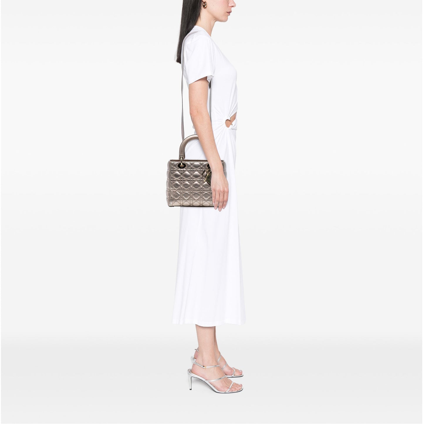 Dior Medium Metallic Lambskin Cannage Lady Dior