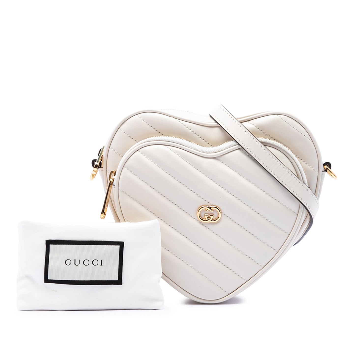 Gucci Mini Matelasse Diagonal Calfskin Interlocking G Heart Crossbody