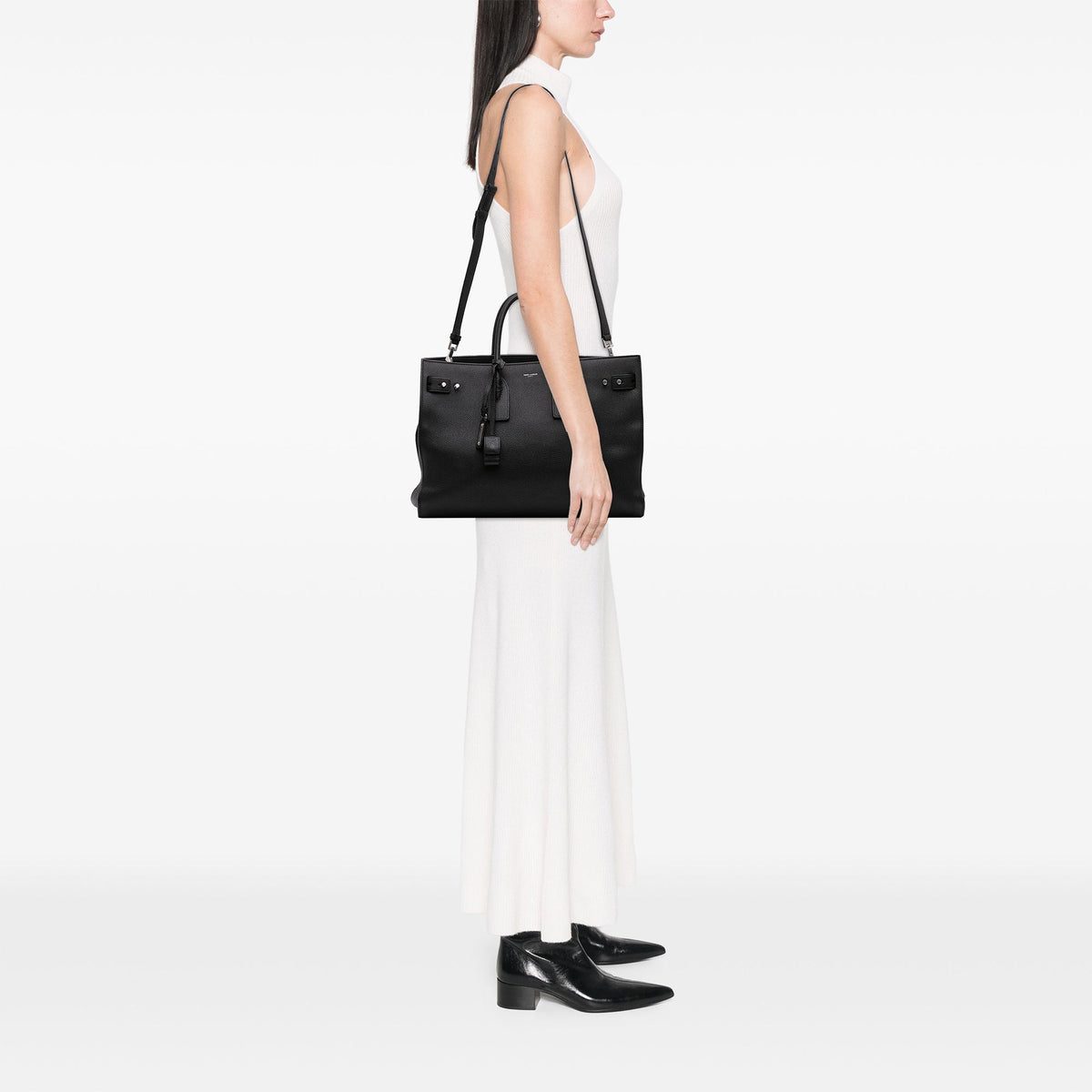 Saint Laurent Large Supple Grained Calfskin Sac De Jour Satchel