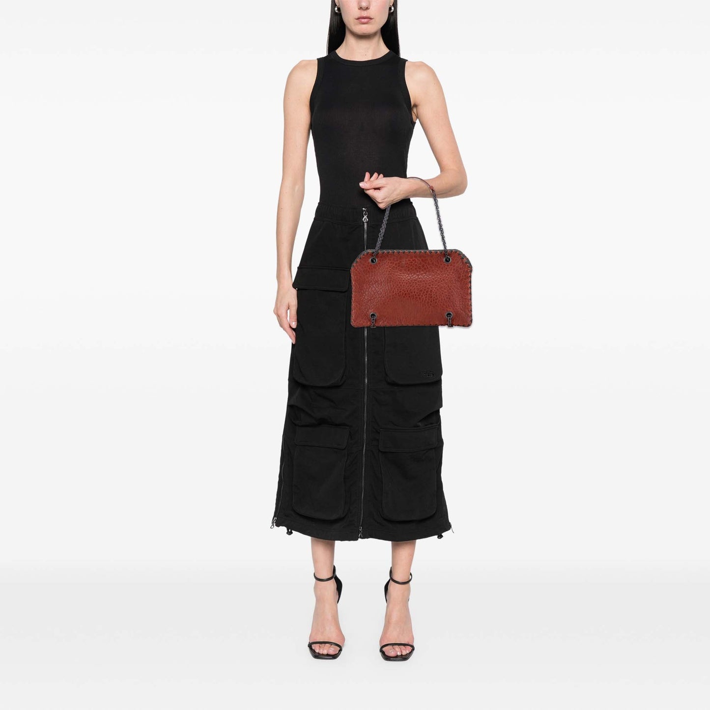 Bottega Veneta Textured Leather Whipstitch Duo Shoulder Bag