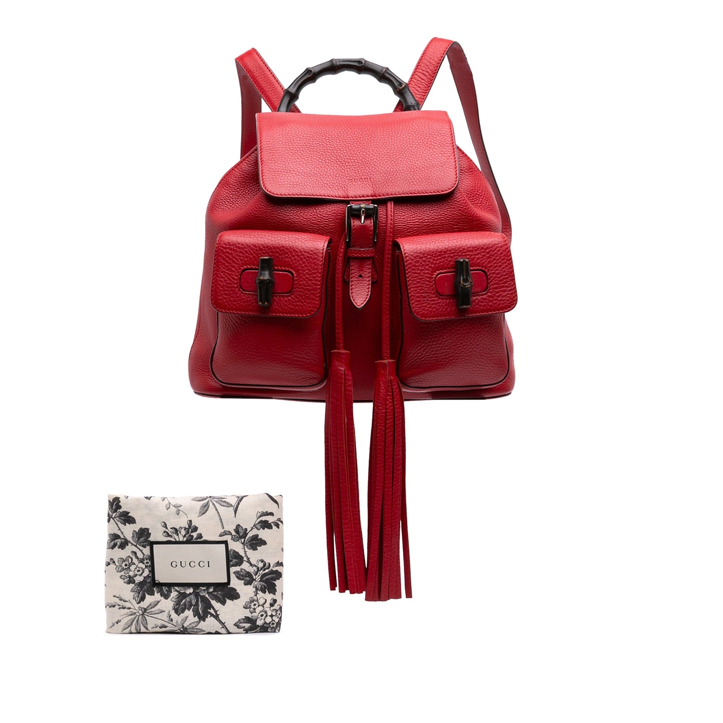 Gucci Calfskin Bamboo Tassel Drawstring Backpack
