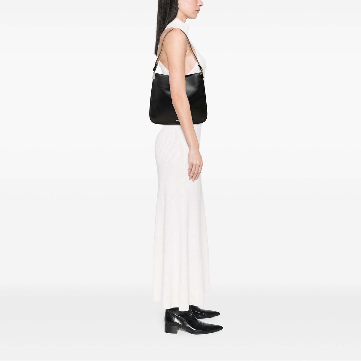 Gucci Calfskin Web Shoulder Bag — Black