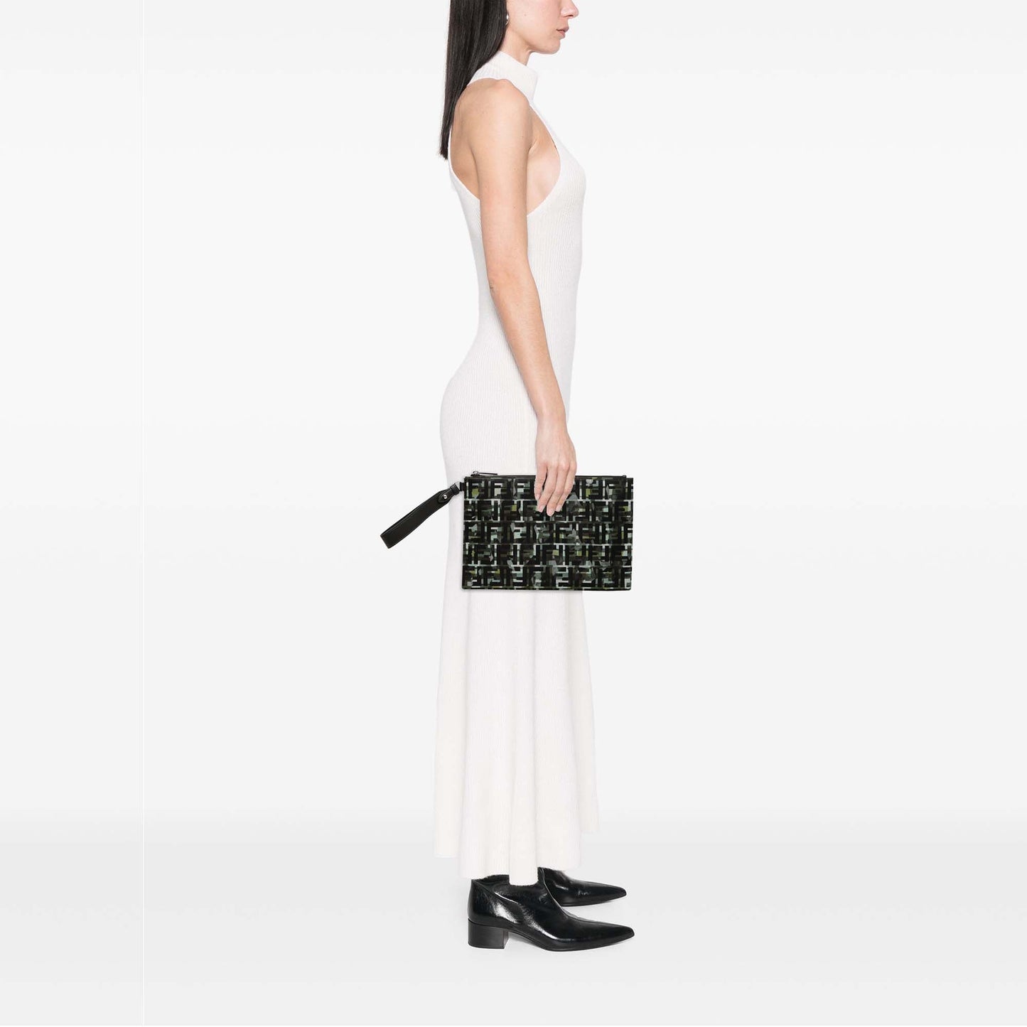 Fendi FF 1974 Nylon Camouflage Wristlet Pouch