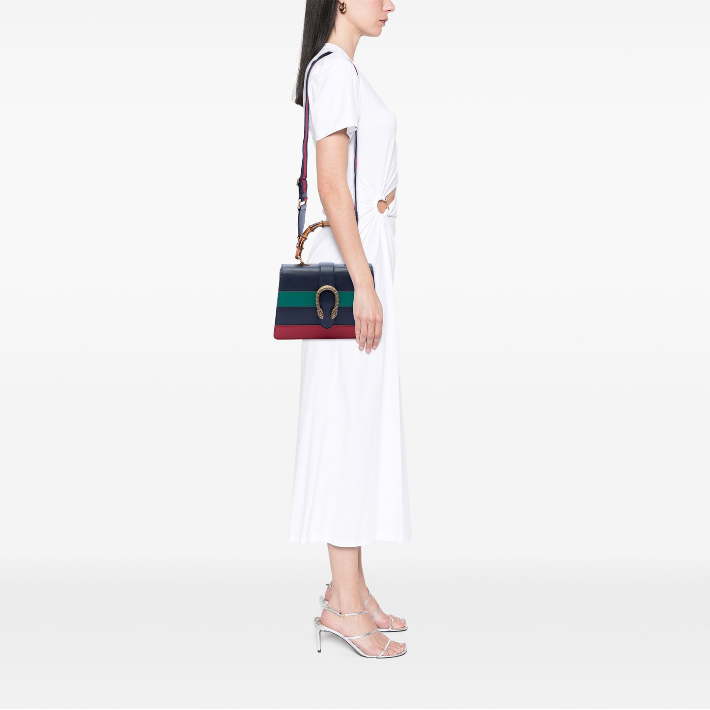 Gucci Medium Leather Bamboo Dionysus Web Satchel