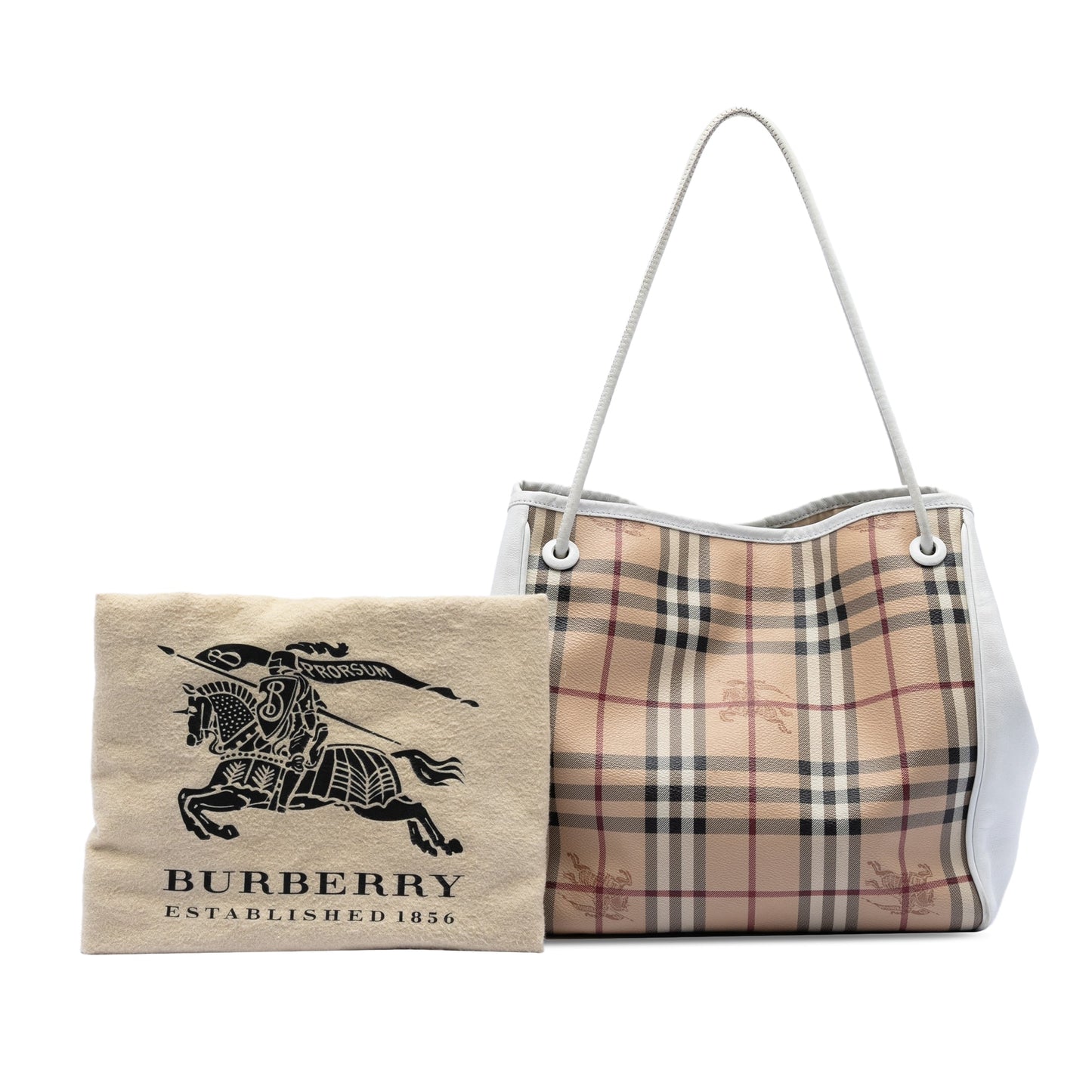Burberry Small Haymarket Check Coated Canvas and Calfskin Canterbury Tote