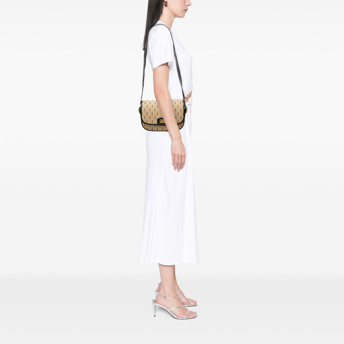 Saint Laurent Medium Canvas Monogram All Over Crossbody