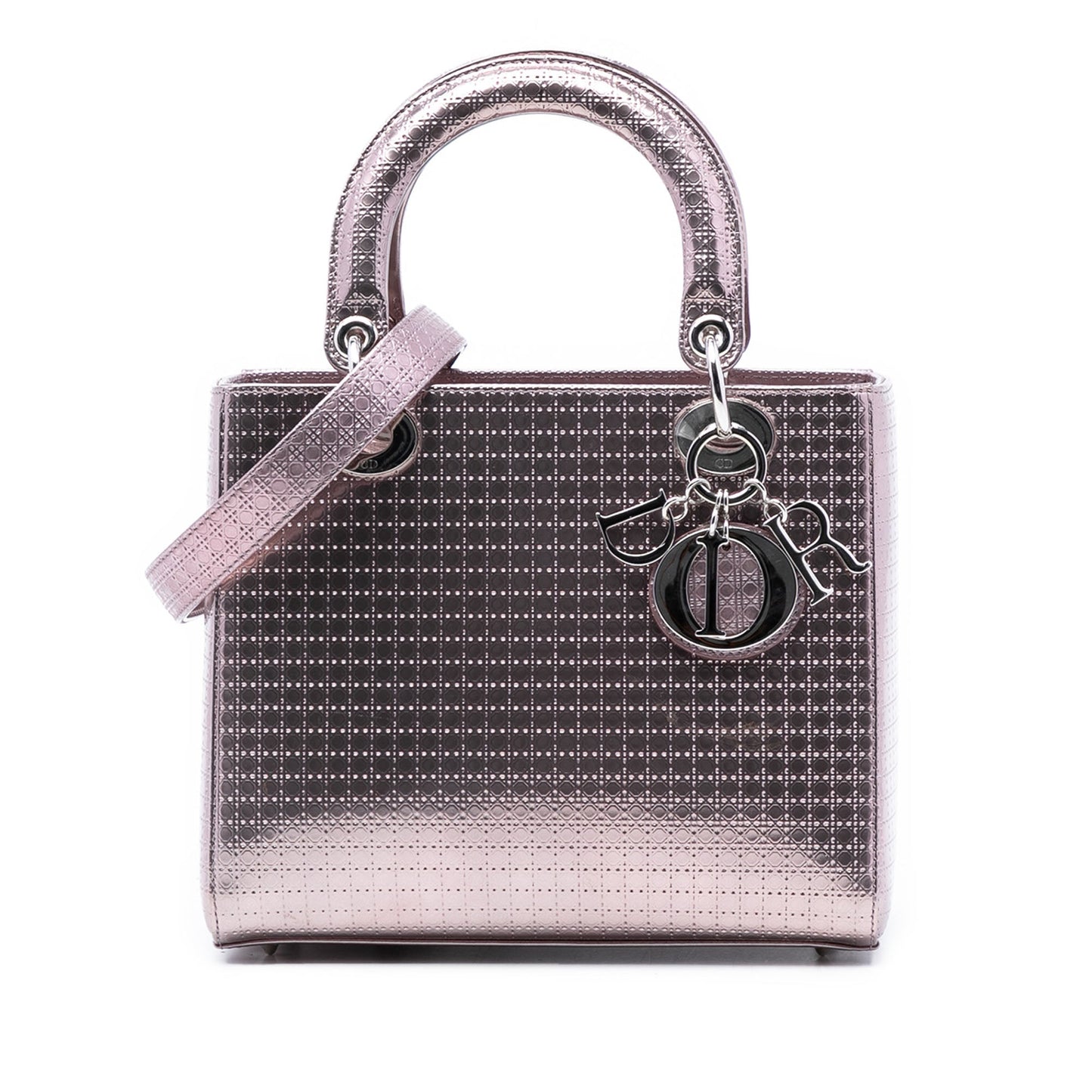 Dior Medium Metallic Patent Microcannage Lady Dior