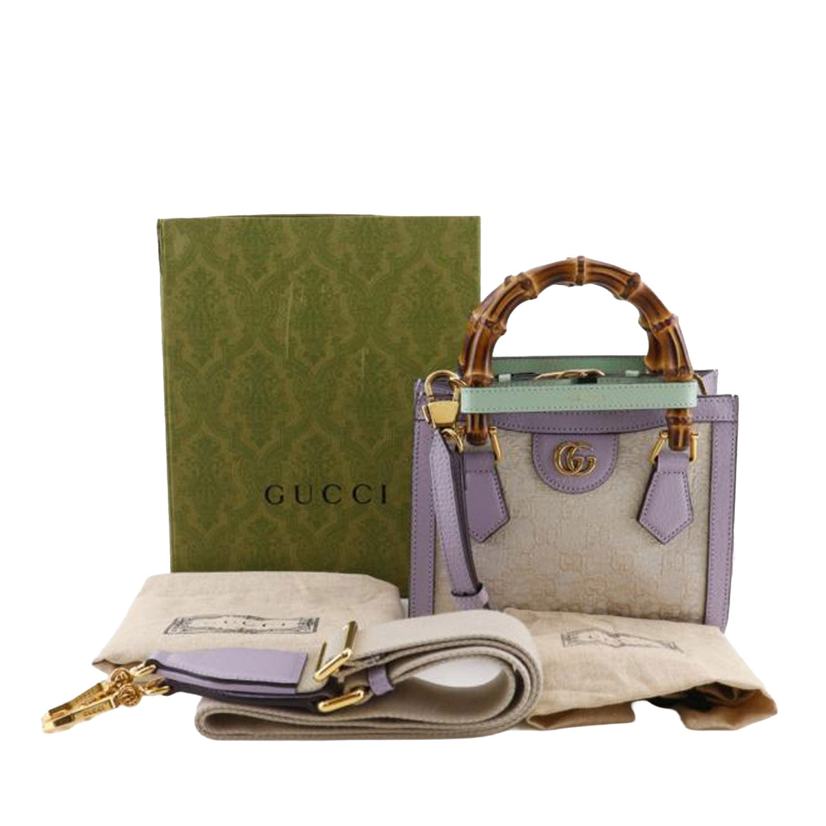Gucci HOSOO Small GG Nishijin Ori Bamboo Diana Satchel