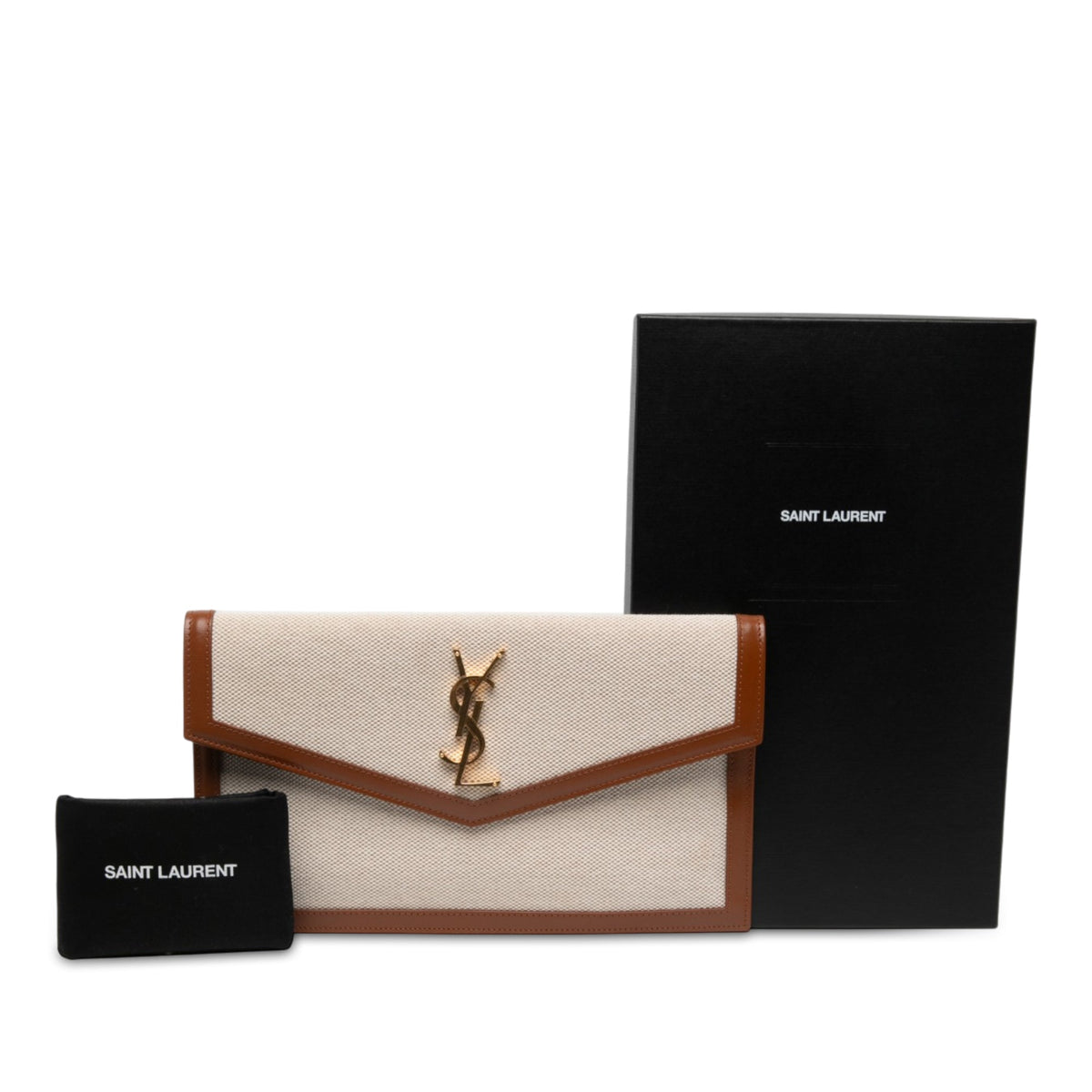 Saint Laurent Canvas Uptown Pouch — Brown