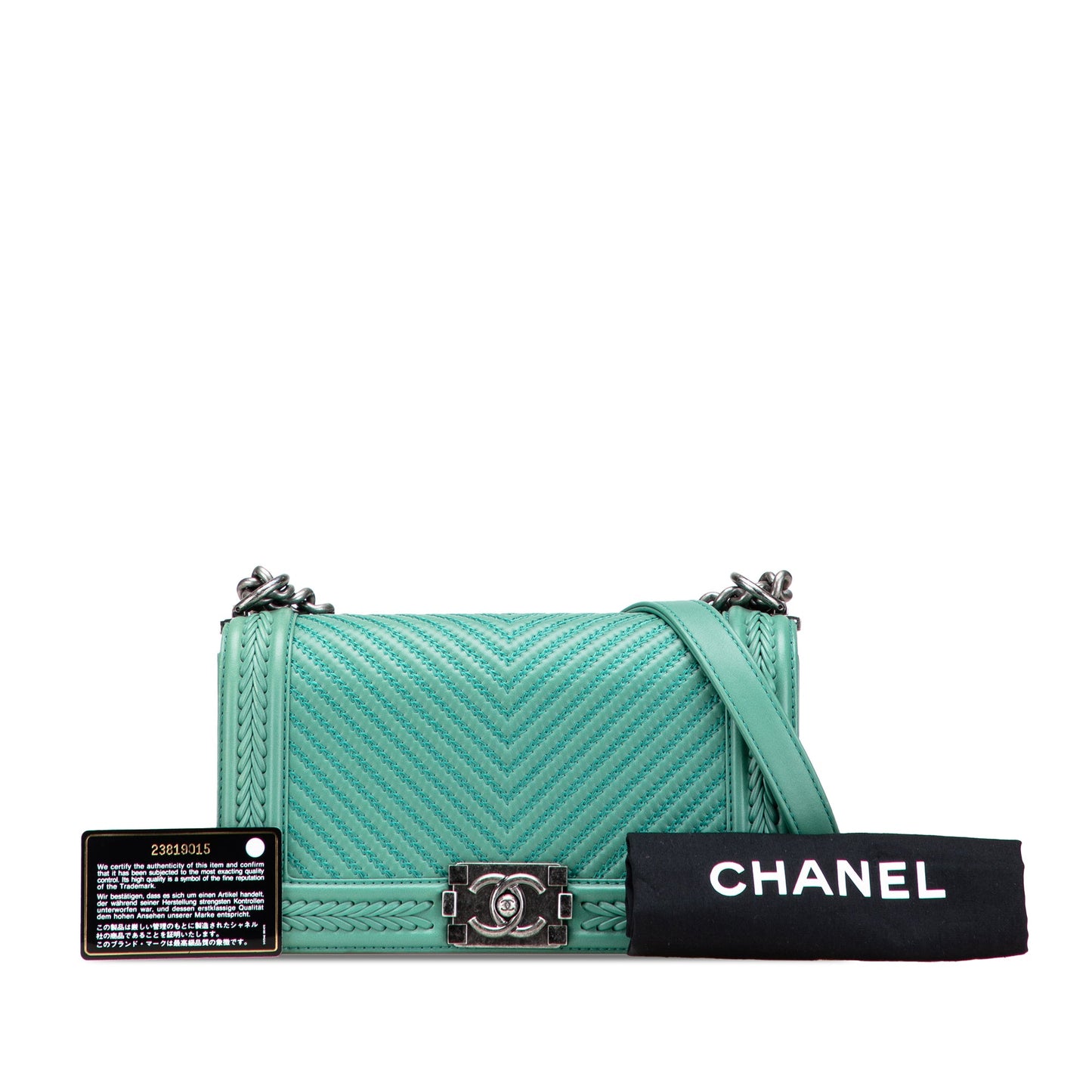 Chanel New Medium Braided Chevron Lambskin Boy Flap