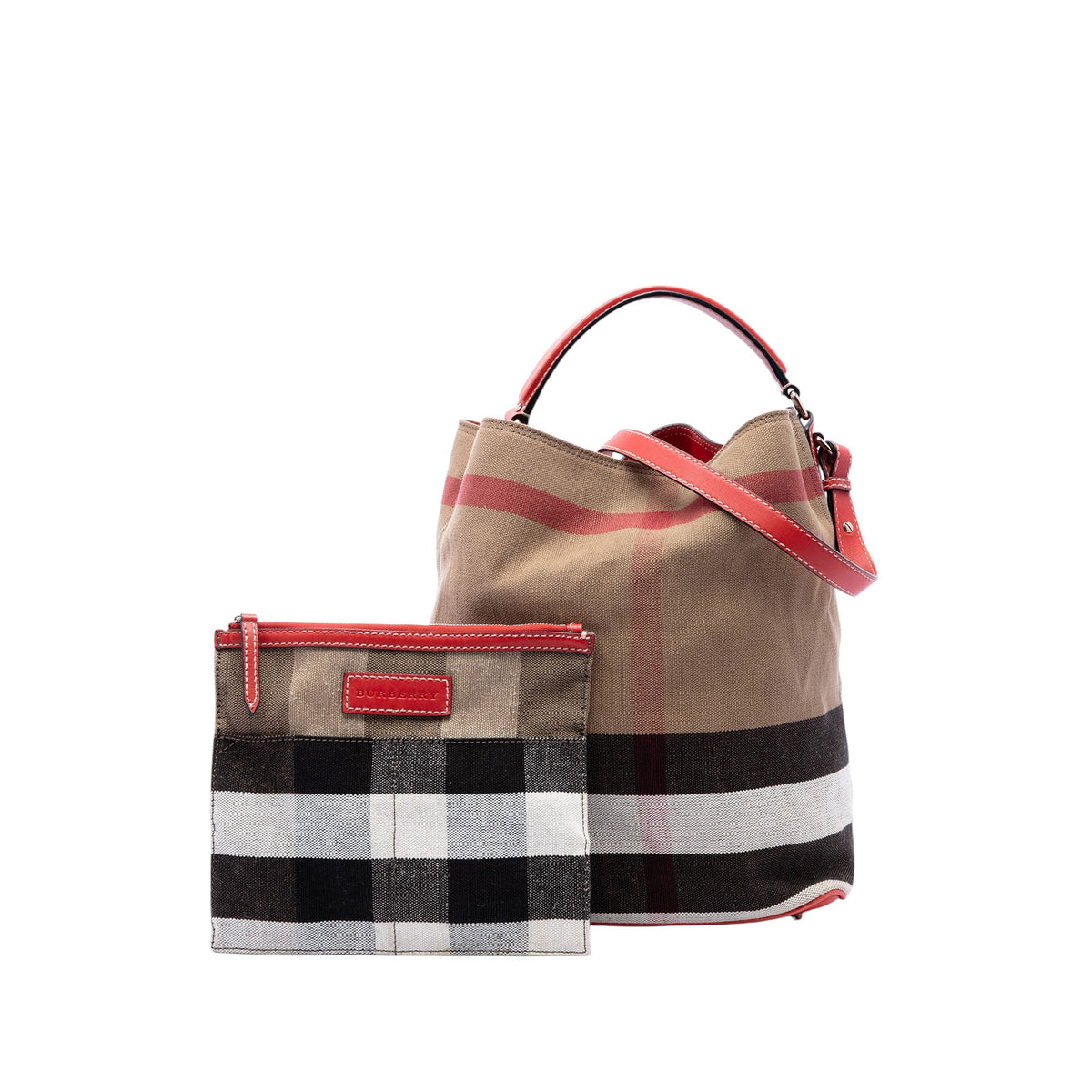 Burberry Medium Mega Check Canvas Ashby Bucket Bag