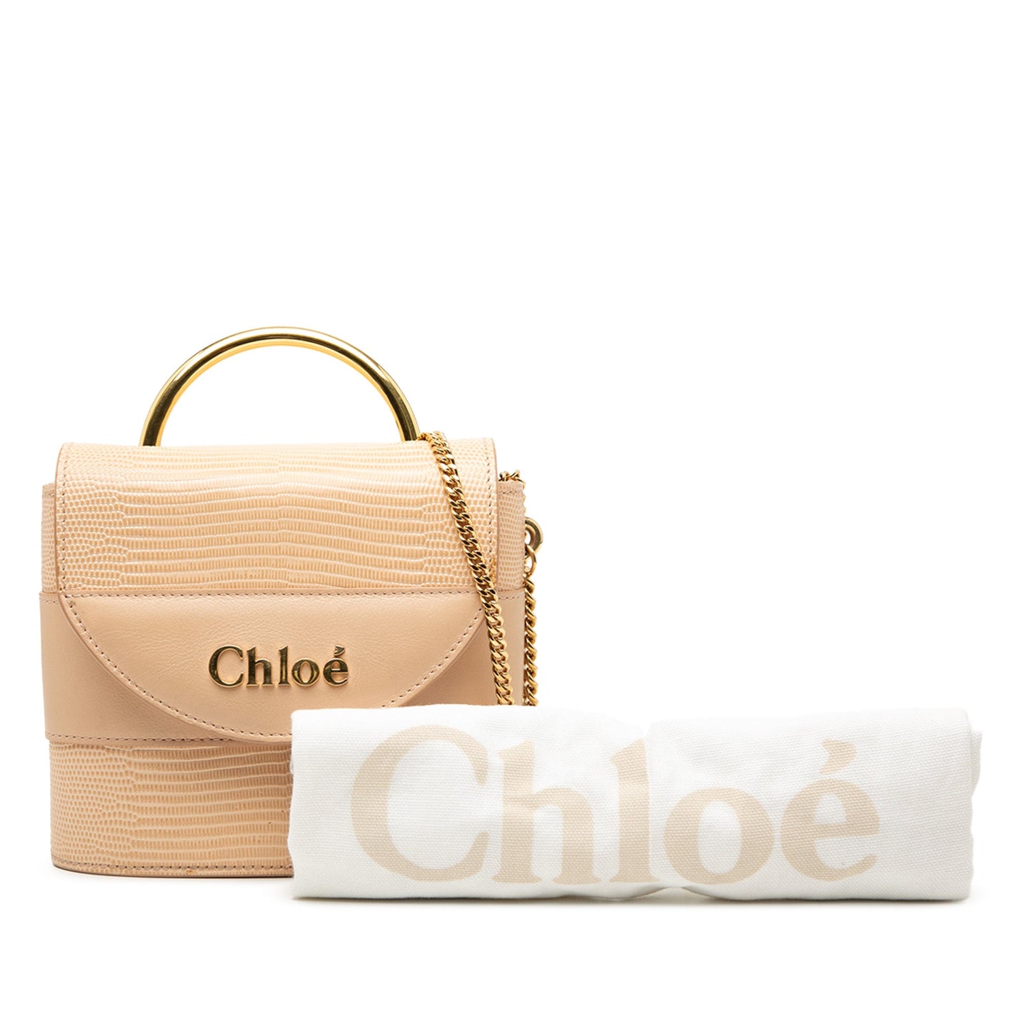 Chloé Lizard Embossed Leather Aby Lock Satchel