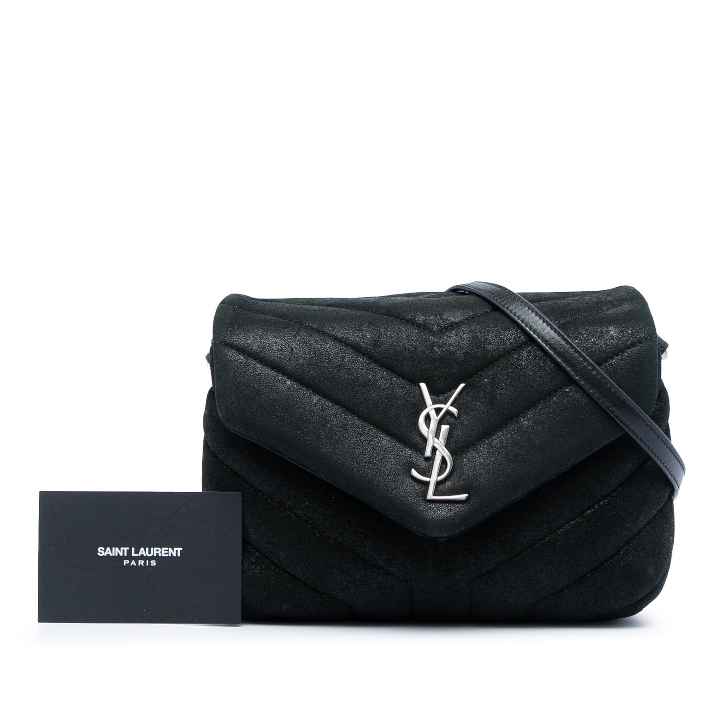 Saint Laurent Toy Matelasse Glitter Suede Monogram LouLou Crossbody