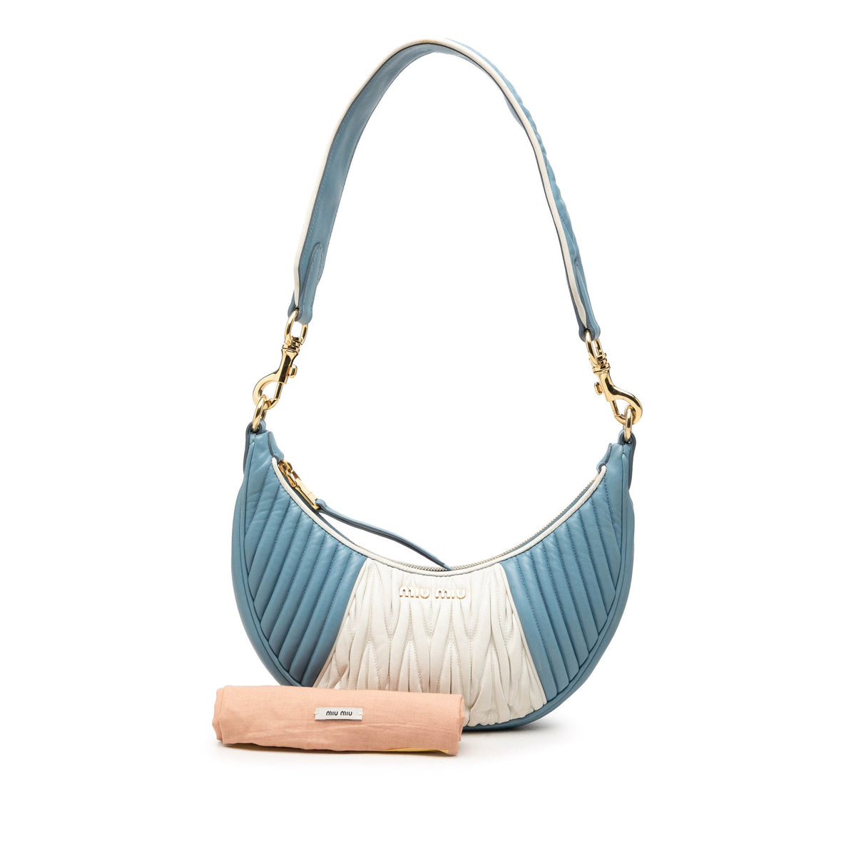 Miu Miu Bicolor Matelasse Nappa Rider Shoulder Bag