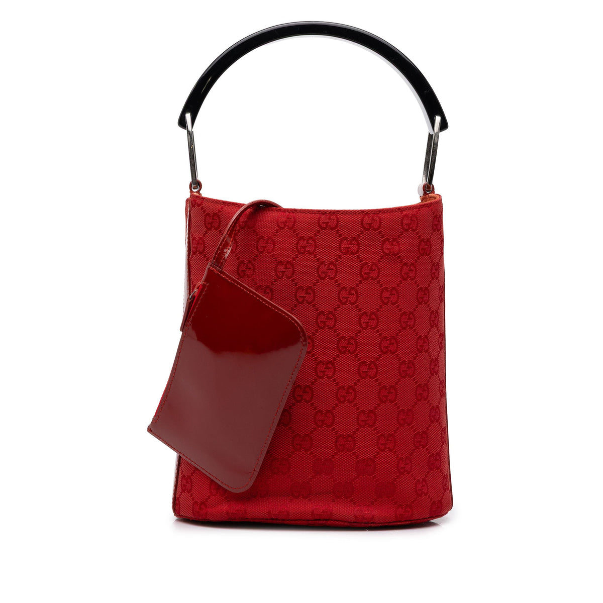 Gucci GG Canvas Top Handle Bucket Bag — Red