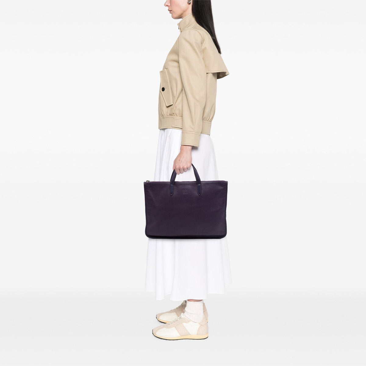 LOEWE Leather Anagram Toledo Briefcase — Purple