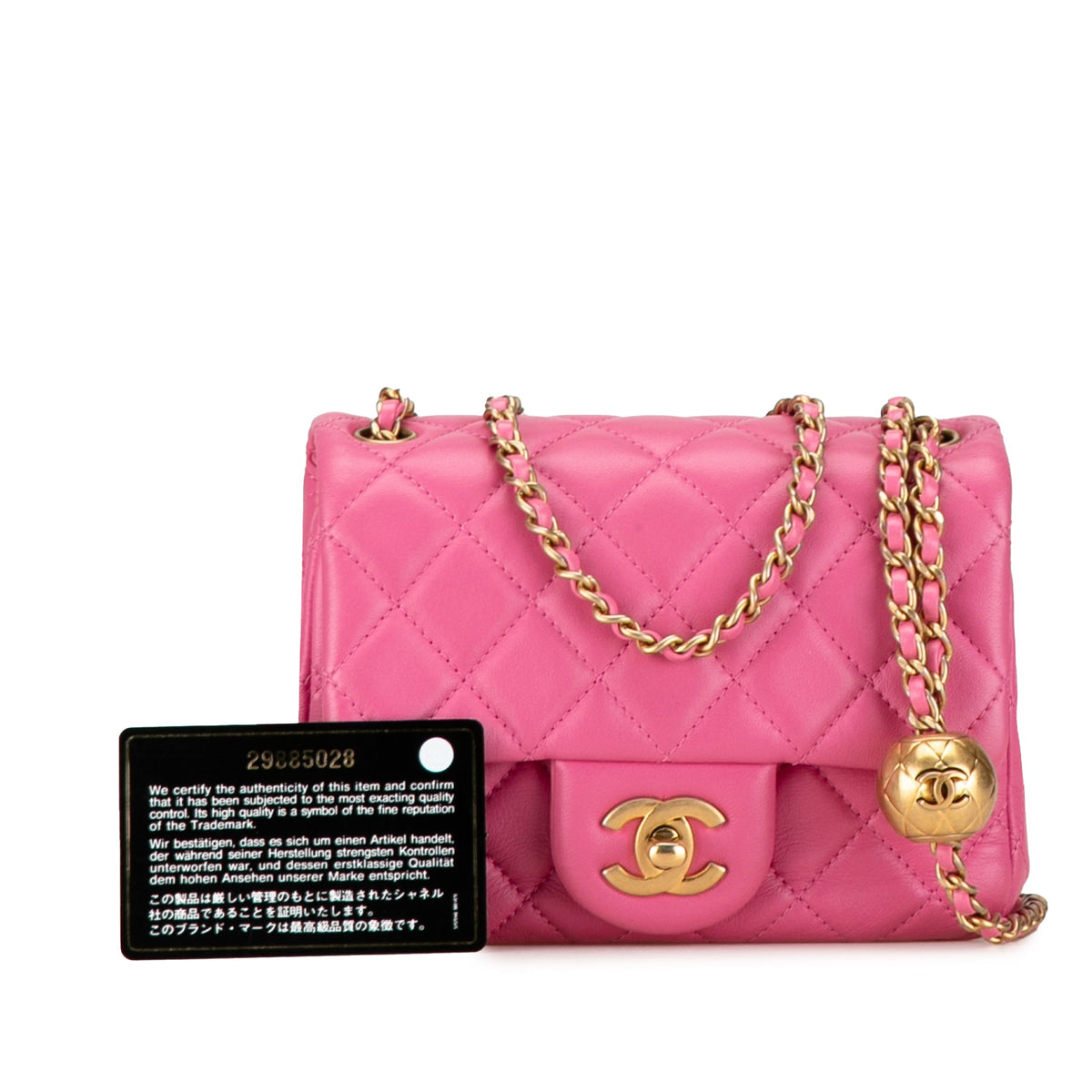 Chanel Mini Square Classic Lambskin Pearl Crush Single Flap