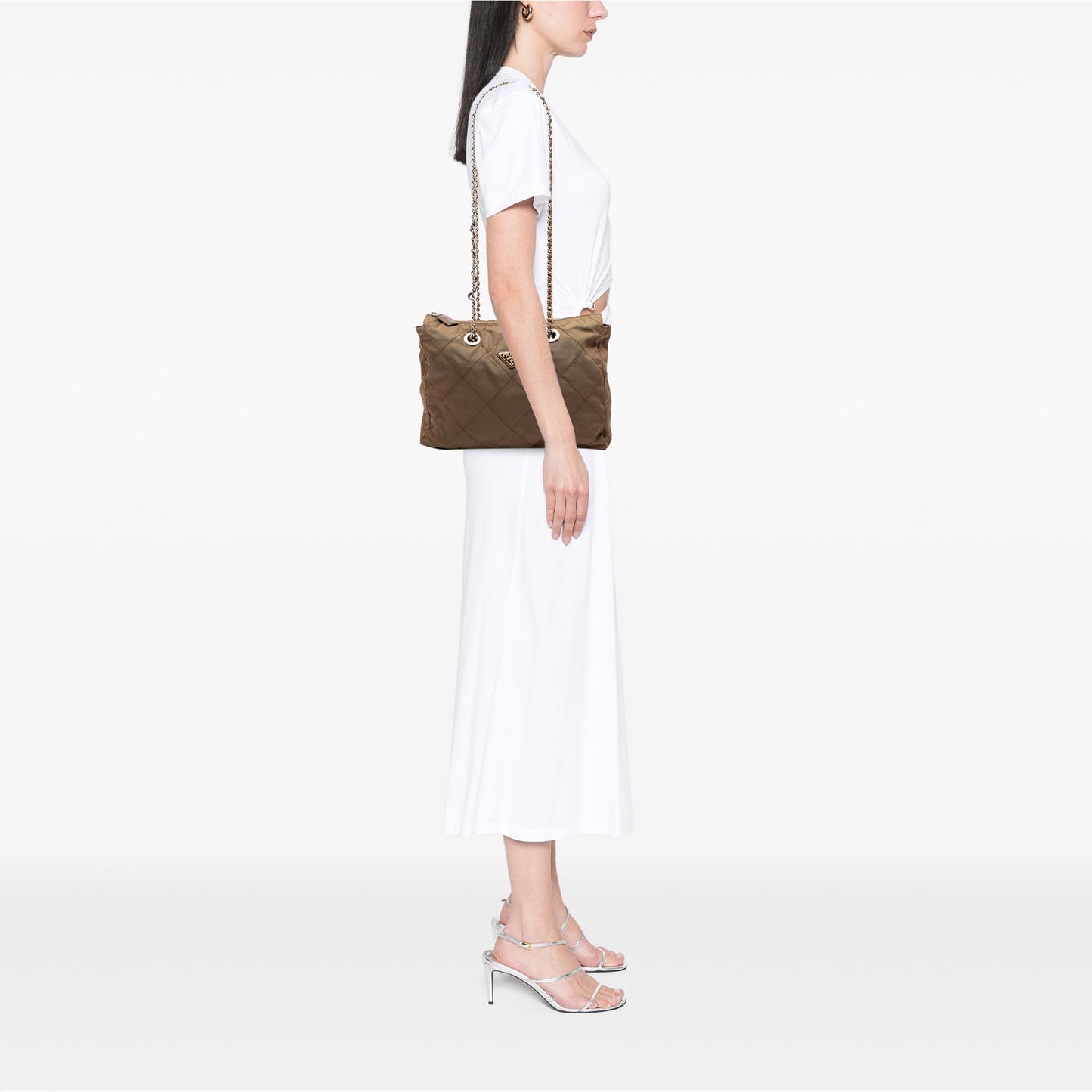Prada Impuntu Tessuto Catena Chain Tote