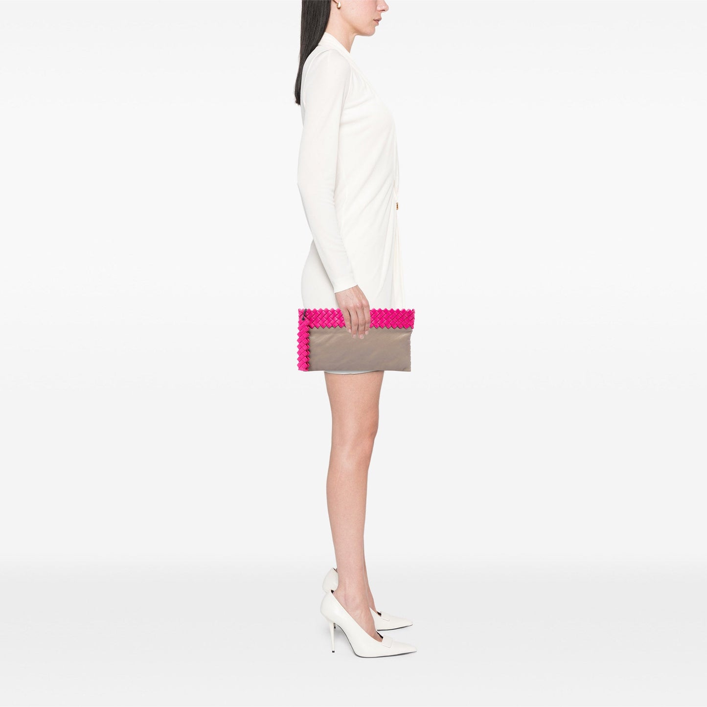 Bottega Veneta Intrecciato Trimmed Bicolor Nappa Clutch