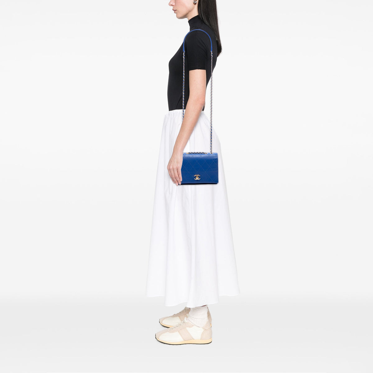 Chanel CC Quilted Calfskin Diamond Stitched Flap — Blue