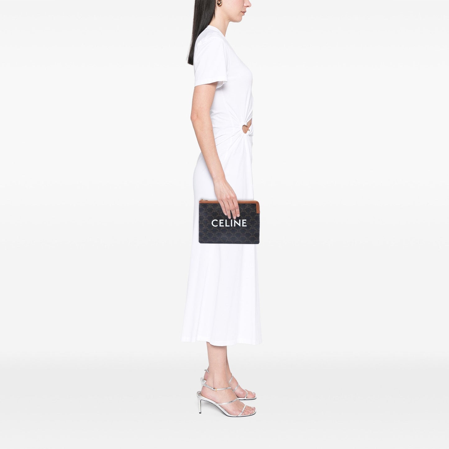 Celine Small Triomphe Coated Canvas Clutch