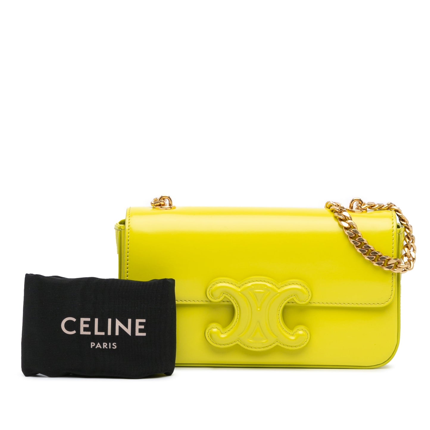 Celine Calfskin Cuir Triomphe Chain Shoulder Bag