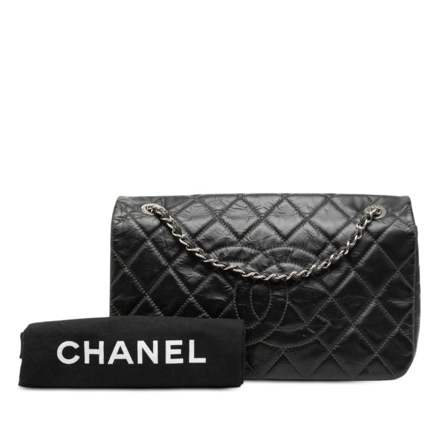 CC Glazed Quilted Calfskin Single Flap