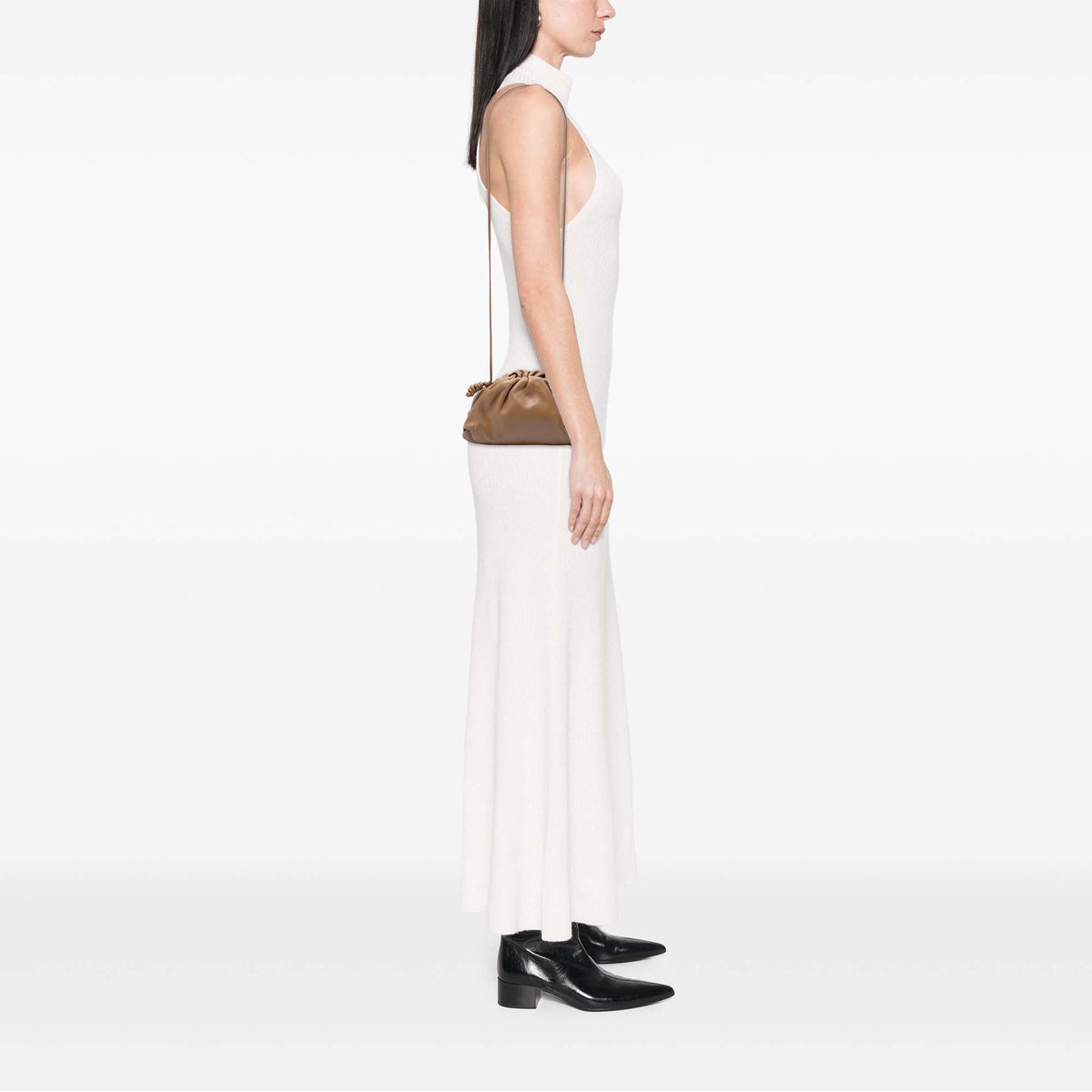 Bottega Veneta Lambskin The Mini Pouch Crossbody — Brown