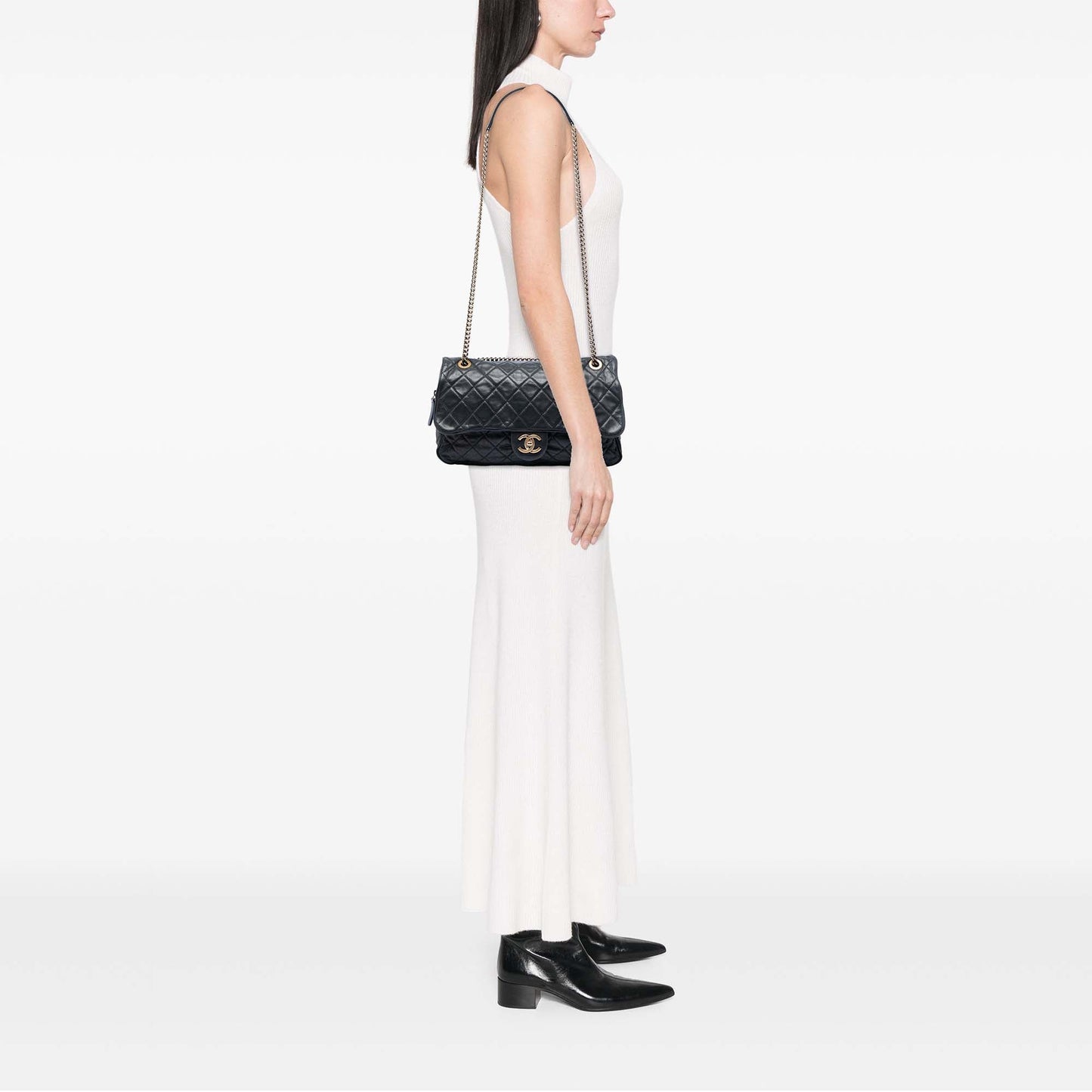 Chanel Large Quilted Iridescent Calfskin Shiva Flap