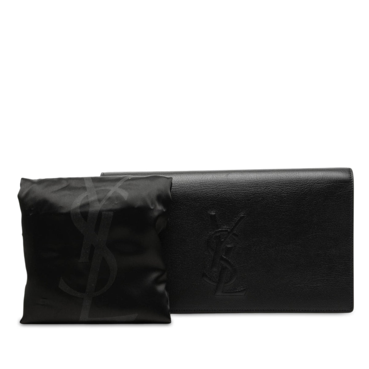 Saint Laurent Large Calfskin Monogram Belle De Jour Clutch — Black