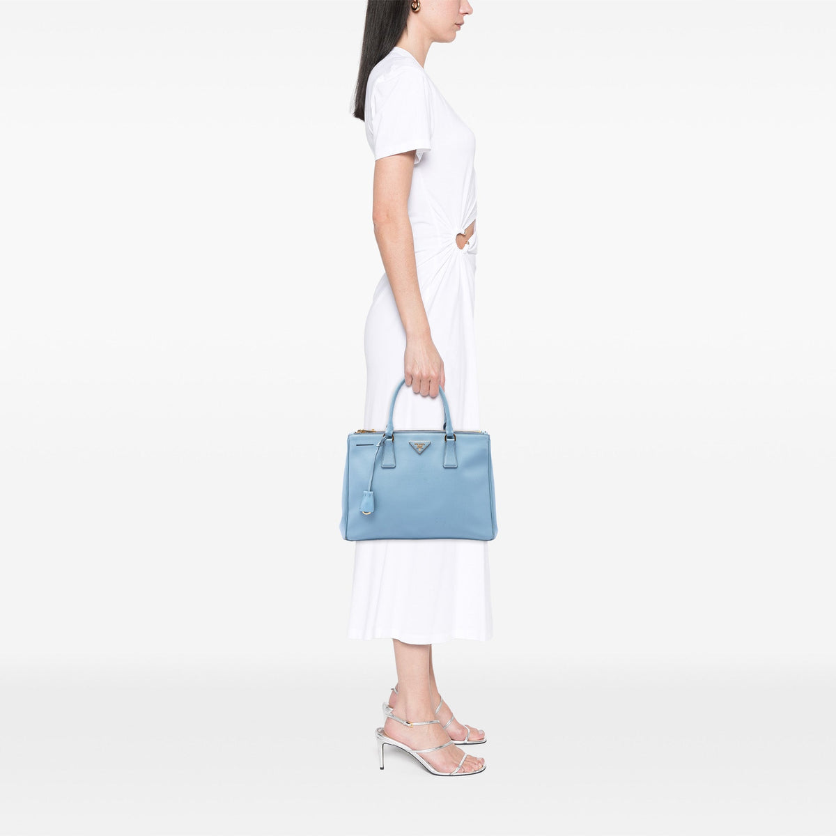 Prada Medium Saffiano Lux Galleria Double Zip Satchel — Blue