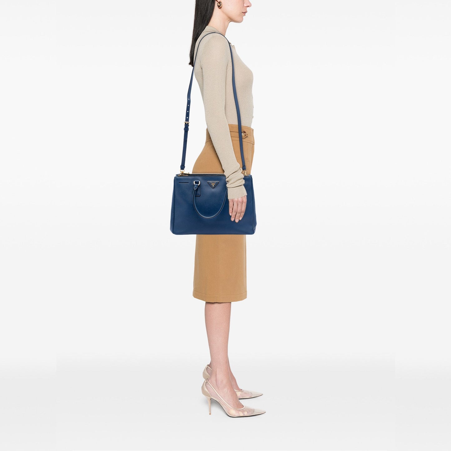 Prada Medium Saffiano Lux Galleria Double Zip Satchel