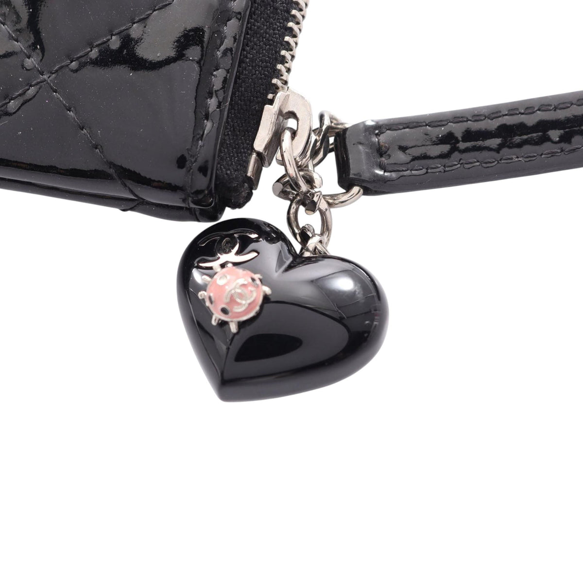 Chanel Large Quilted Patent Double Stitch O Case Clutch — Black