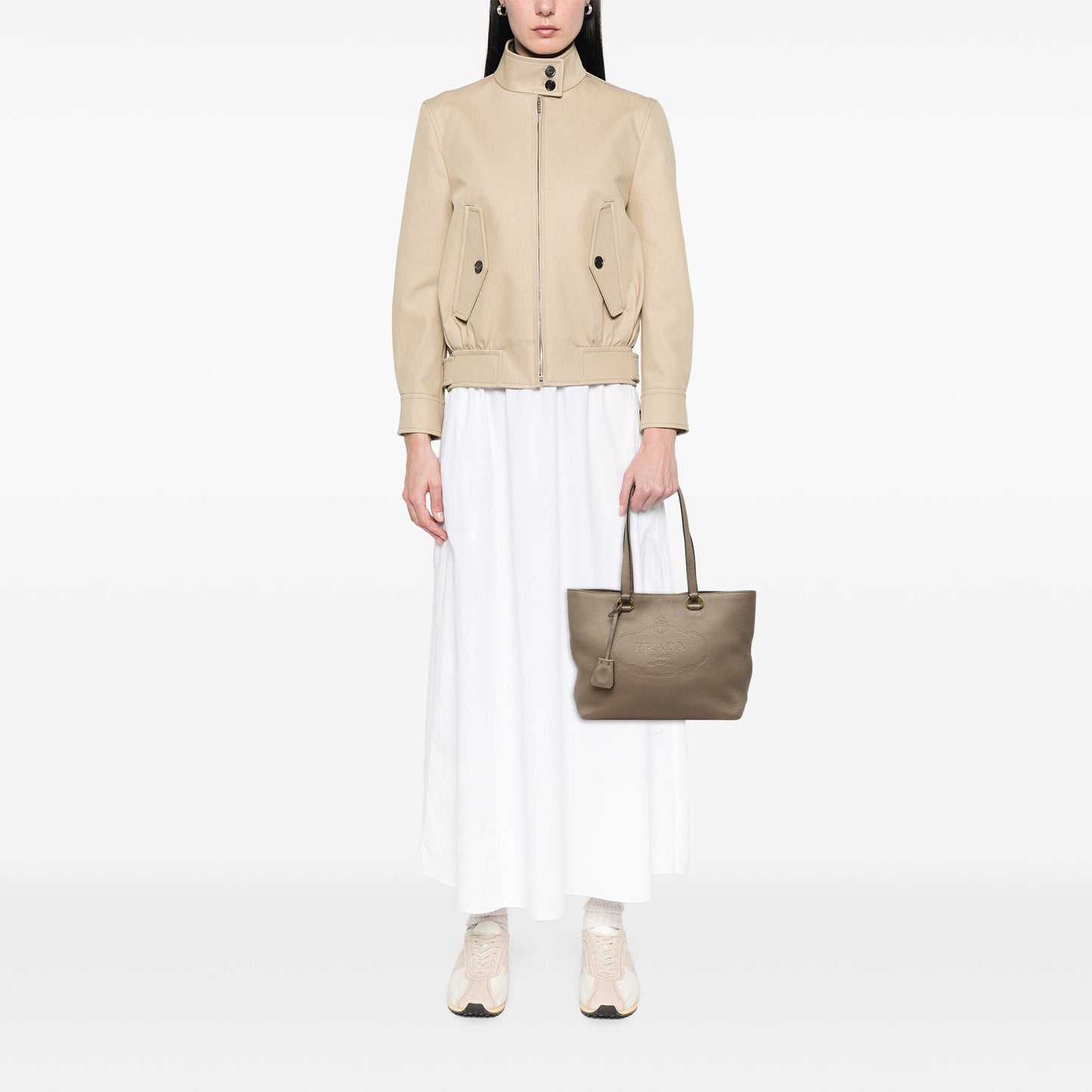 Prada Vitello Daino Canapa Logo Tote